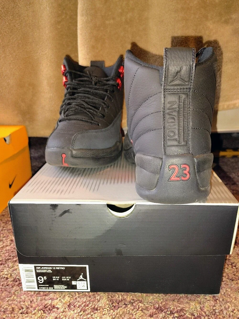 Jordan Retro 12 Men's Basketball Shoes - Black/Red